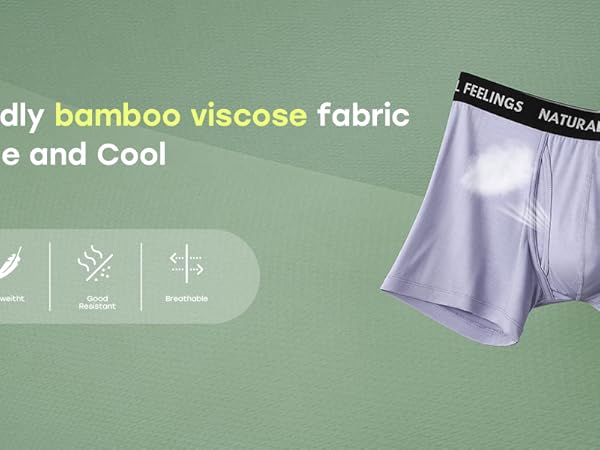 Mens Underwear Bamboo Rayon Boxer Briefs Breathable and Soft Trunks with Fly Underwear for Men
