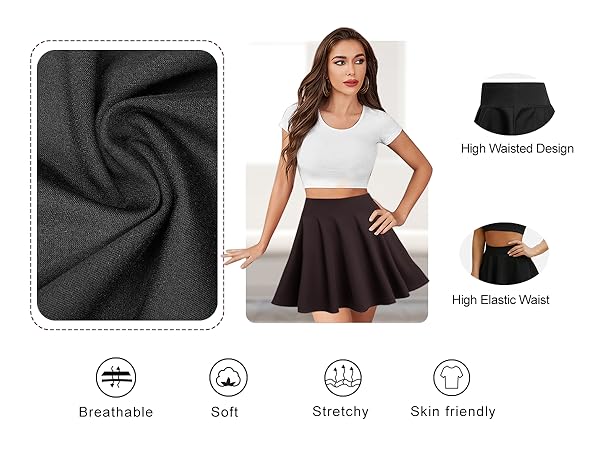 skirts for women black pleated skirts casual Mini flare Skirt kawaii school stretch skirt 