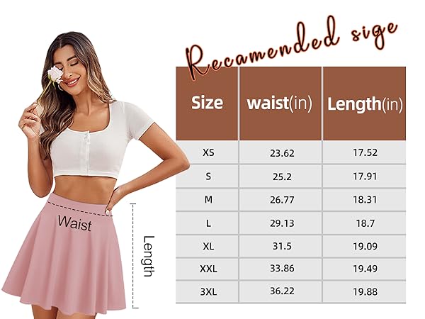 Women''s basic casual skirts a line flowy cute skater skirts shopping date daily flared bottom hem