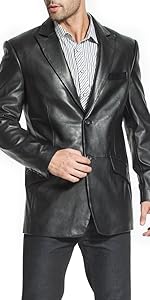 BGSD Men''s Ben 2-Button Lambskin Leather Blazer