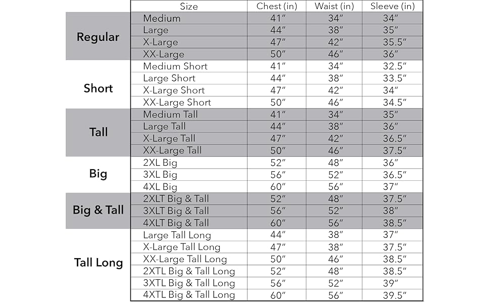 BGSD Men''s Leather Blazer Size Chart