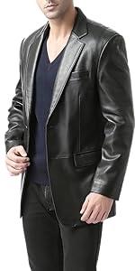 BGSD Men''s "Richard" Classic Two-Button New Zealand Lambskin Leather Blazer