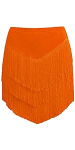  Orange Tassel Dance Skirt