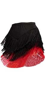 Black Red Tassel Dance Skirt