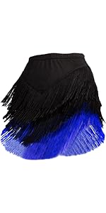Black Blue Tassel Dance Skirt