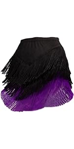 Black Purple Tassel Dance Skirt