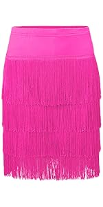 Rose Red Tassel Dance Skirt
