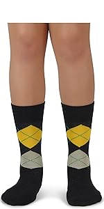 Junior Groomsmen Yellow Black Grey Dress Socks for Gold Yellow Theme Wedding Ring Bearer