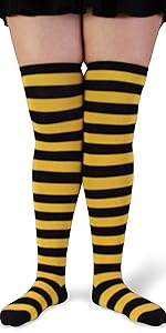 over knee striped socks small to plus size