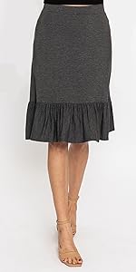 Premium Stretch Rayon Mermaid Ruffle Midi Skirt
