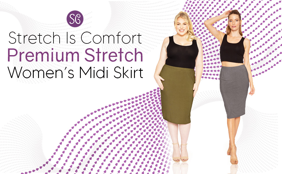 Premium Stretch Women''s Midi Skirt title module