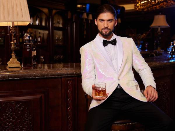 COOFANDY Men Shiny Sequin Blazer