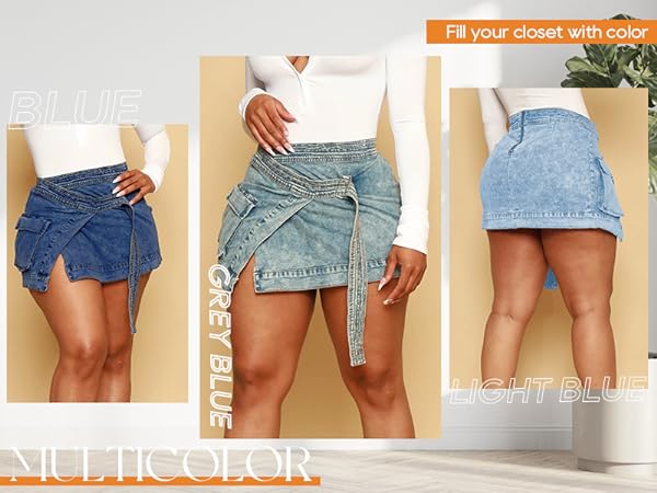 Irregular Mini Denim Skirts