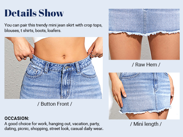 denim mini skirt for women jean mini skirt high waisted denim skirts y2k skirt party club rave skirt
