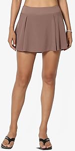 Pleated Tennis Golf Skirt Moisture Wicking Short Inset Skort Taupe
