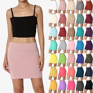 stretch cotton mini skirt color chart