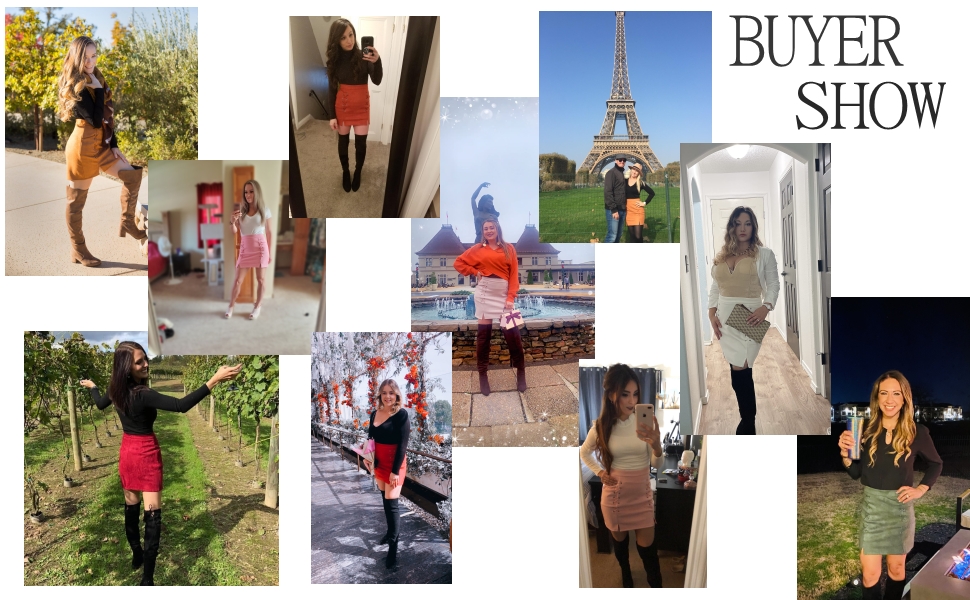 Women''s High Waist Faux Suede Split Bodycon Short Mini Skirt