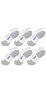 Top Flite Mens Coolmax Seamless Cushion Sport Comfort Tab Low Cut Socks 6 Pair Pack