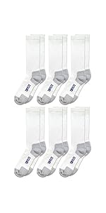 Top Flite Mens Coolmax Seamless Cushion Sport Ribbed Crew Socks 6 Pair Pack