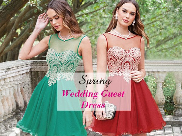 MisShow Womens Cocktail Dresses Crystals Applique Short Prom Homecoming Dresses for Teens