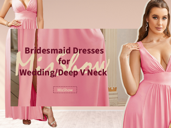 Women Long Prom Bridesmaid Dresses for Wedding Sleeveless Side Slit Evening Dress Formal Gowns