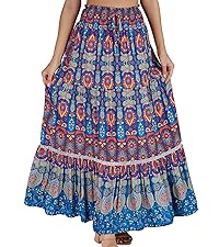 Women''s Bohemian Floral Print Boho Elastic High Waist Long Summer Beach Maxi Skirt