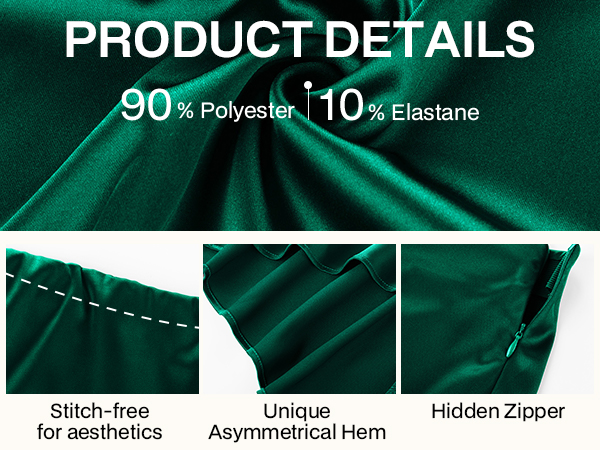 Hanna Nikole Plus Size Satin Skirt Curvy Women High Waist Asymmetrical Hem Skirts