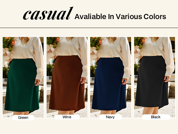 Hanna Nikole Plus Size Satin Skirt Curvy Women High Waist Asymmetrical Hem Skirts