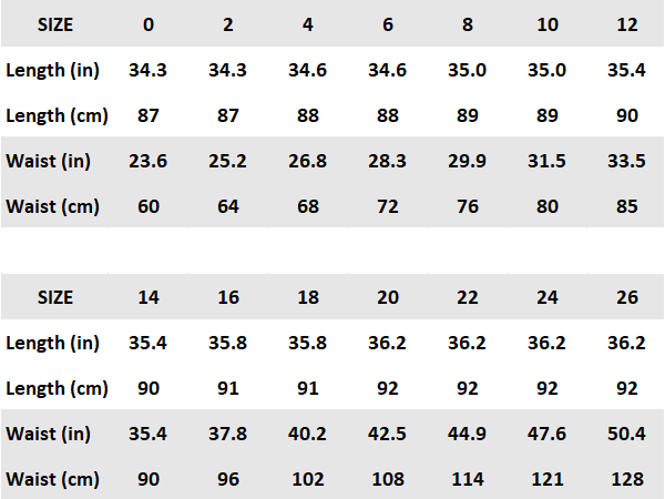 Measurements of Garment Laying Flat