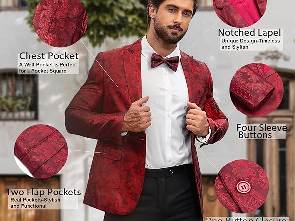 hi-tie mens blazers and sports coat silk one button suit jacket