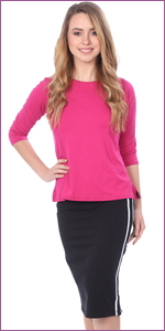 kosher casual women skirt sport stripe cotton knee midi closed