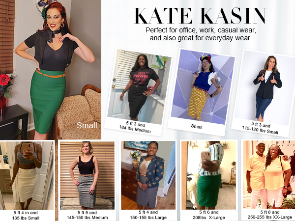 Kate Kasin Women''s Bodycon Pencil Skirt with Belt Solid Color Hip-Wrapped