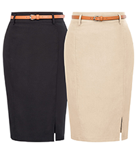 Kate Kasin Women''s 2 Piece Bodycon Pencil Skirt with Belt Solid Color Hip-Wrapped