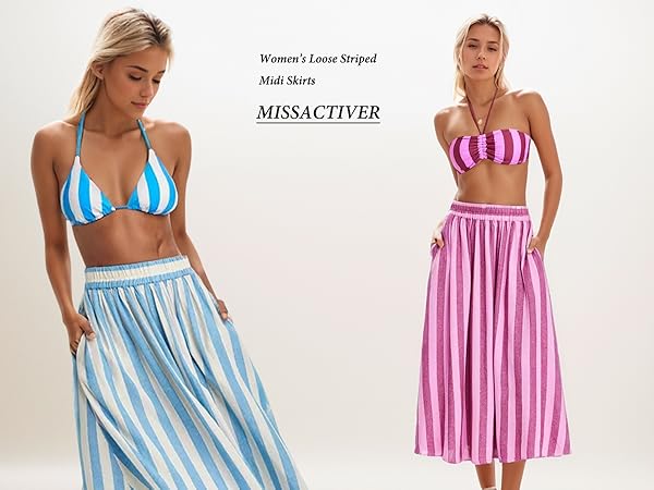 Striped Midi Skirts 