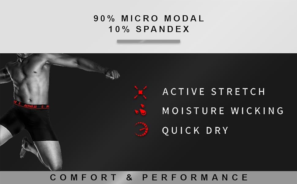 MICRO MODAL UNDERWEAR SPANDEX ACTIVE STRETCH MOISTURE WICKING QUICK DRY COMFORT