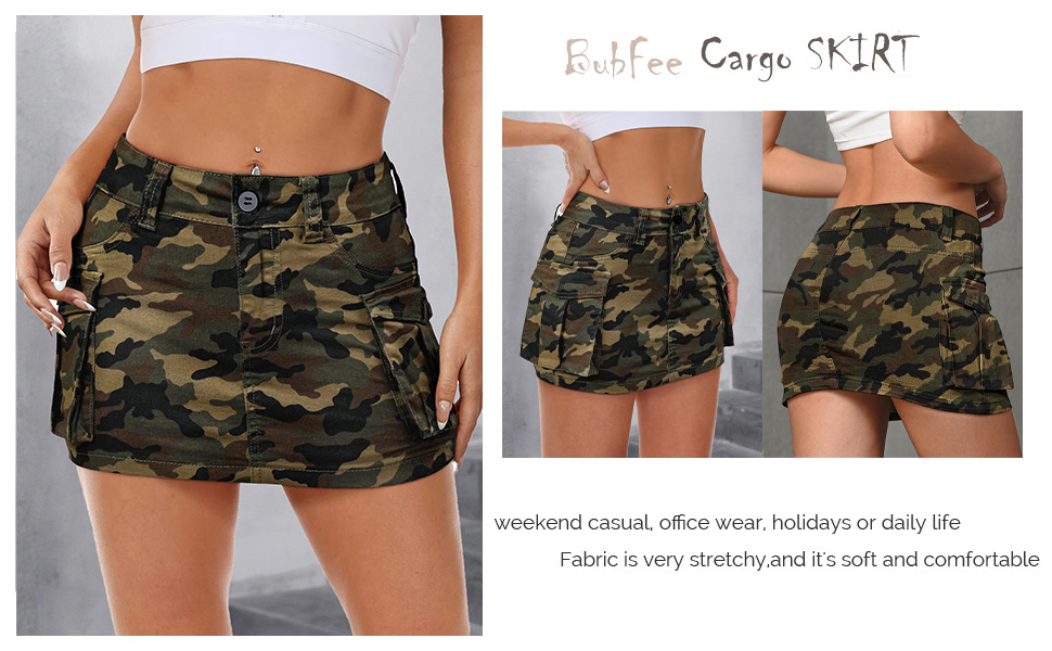 ARMY GREEN CARGO DENIM SKIRT 
