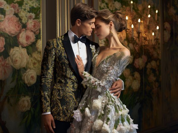 Men''s Party Blazer Jacket Floral Pattern Suit Texudo One Button