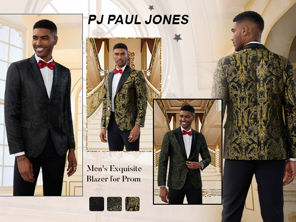 Men Party Blazer Jacket Floral Pattern Suit Texudo