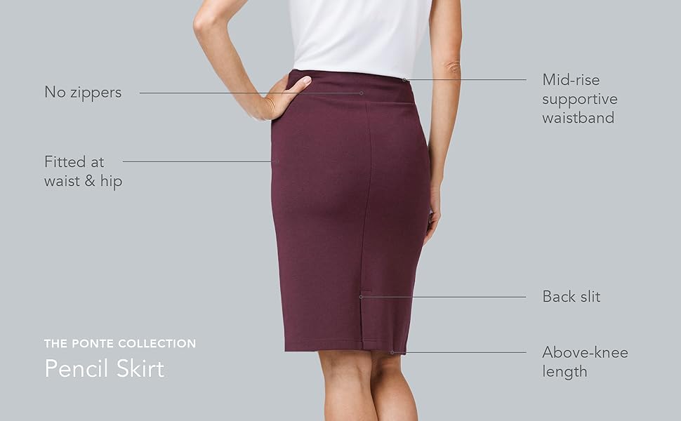 fishers finery women''s ponte pencil skirt details form fitted classic work skirt dress skirt