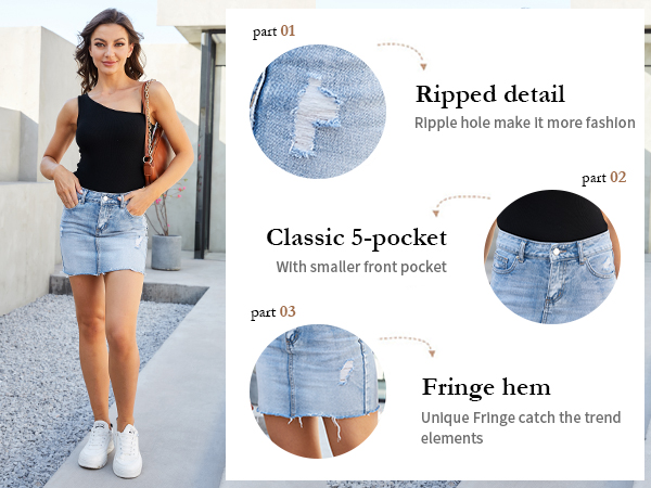jeans skirts details