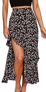  Floral Print Long Skirt