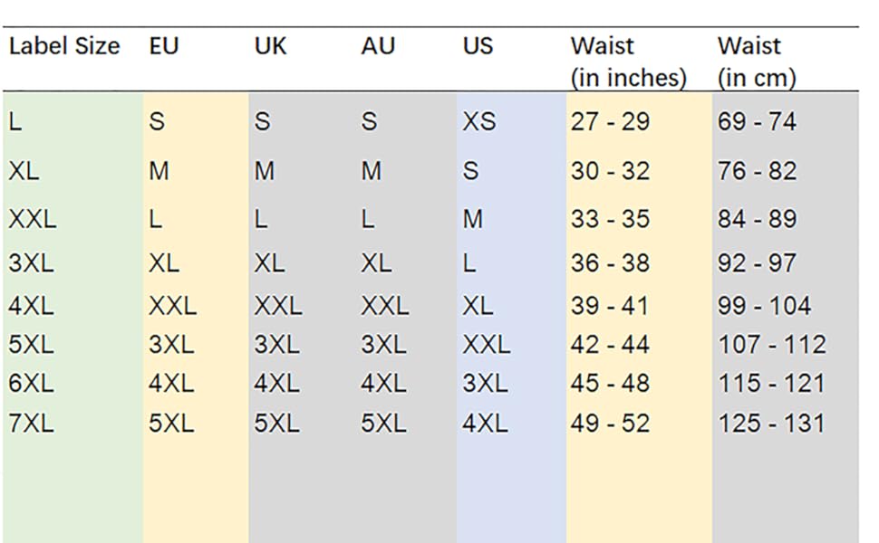 size chart
