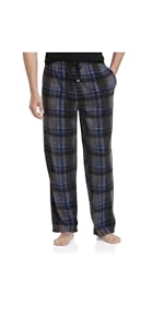 Harbor Bay by DXL Big and Tall Windowpane Check Fleece Lounge Pants, Charcoal