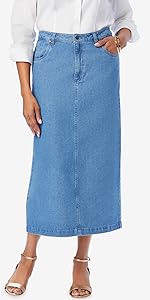 True Fit Long Denim Skirt