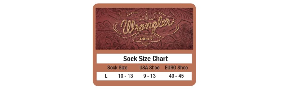 wrangler sock size chart mens