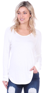 Curved Hem Tunic Top Long Sleeve Made In USA