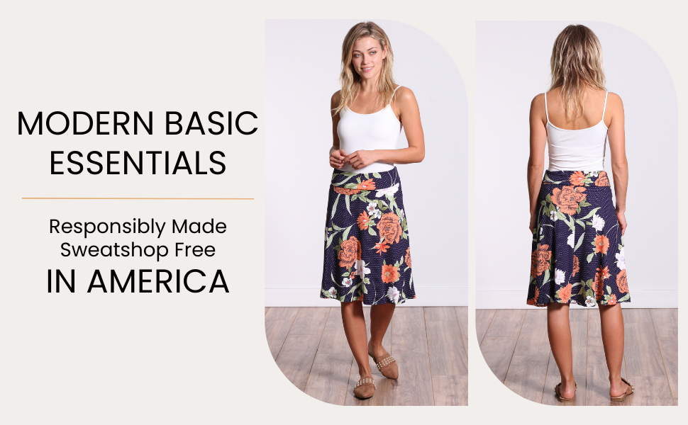 Printed Foldover Midi Skirt