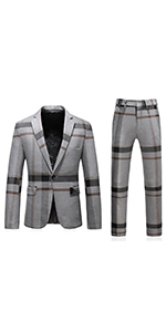Mens Pinstripe Suits 2 Piece Slim Fit Casual Tuxedo Suit for Men