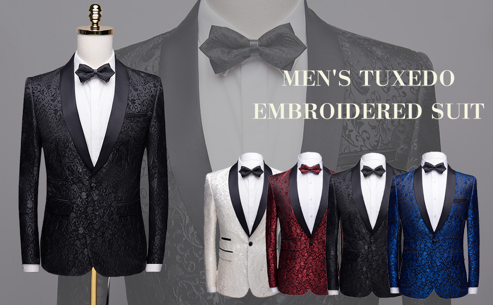 Slim Fit Suits for Men Jacquard Blazer for Men Suits for Wedding Dinner Party