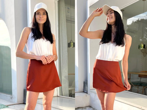 satin skirt mini brown
